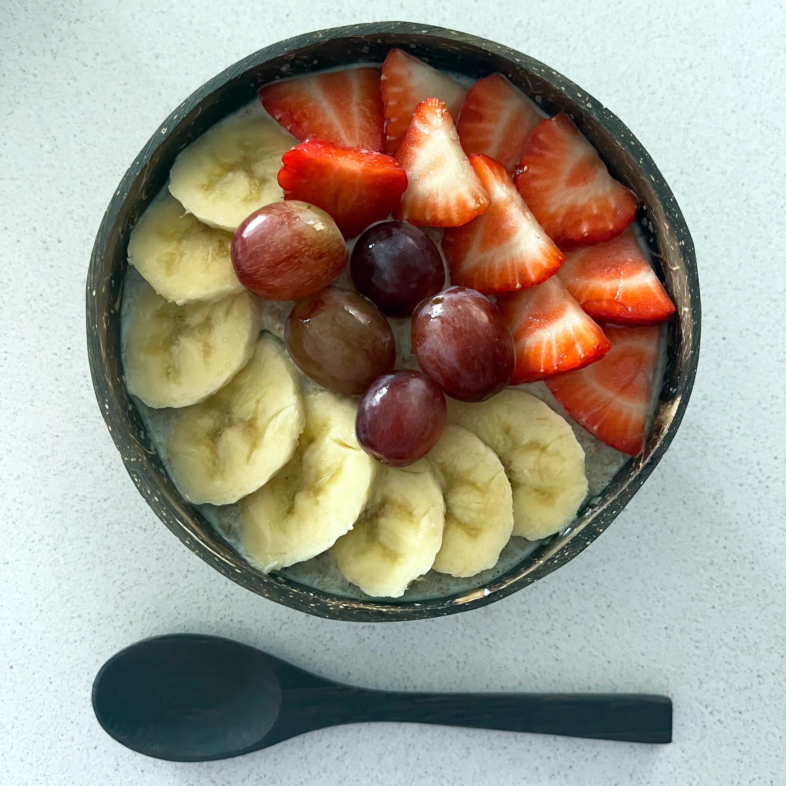 Real Coconut Shell Bowls with Wooden Spoons