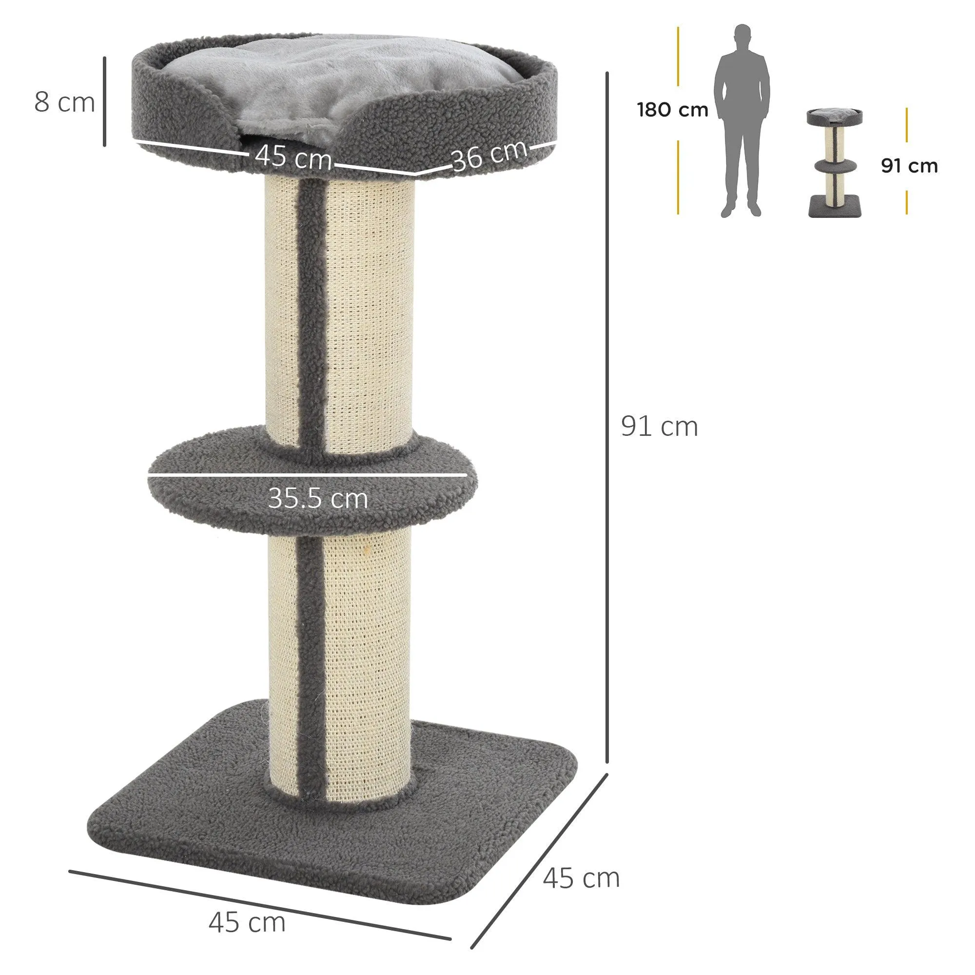 Resting Cat Tower, 91cm - Grey