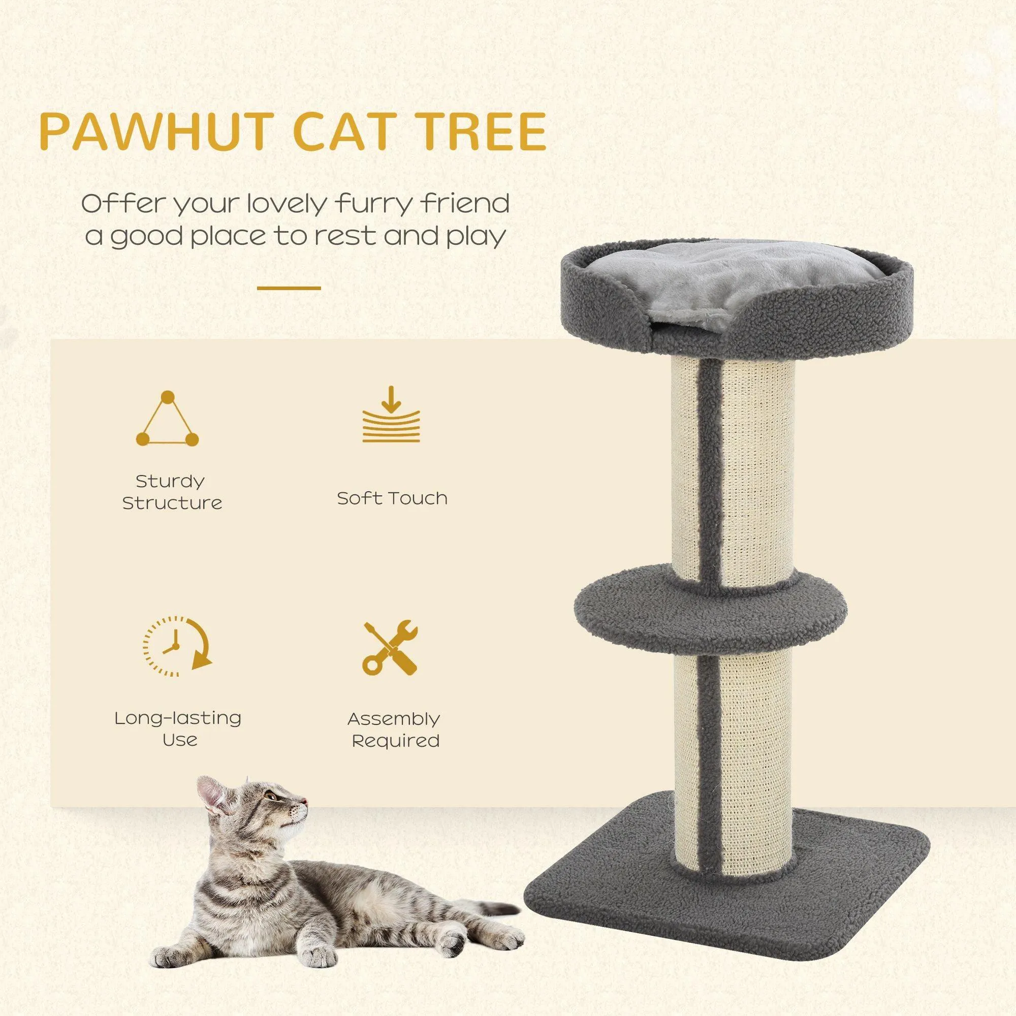 Resting Cat Tower, 91cm - Grey