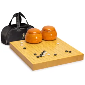 Shin Kaya 2" Reversible 19x19 / 13x13 Go Game Set Board with 9.2mm Double Convex Yunzi Stones and Jujube Bowls