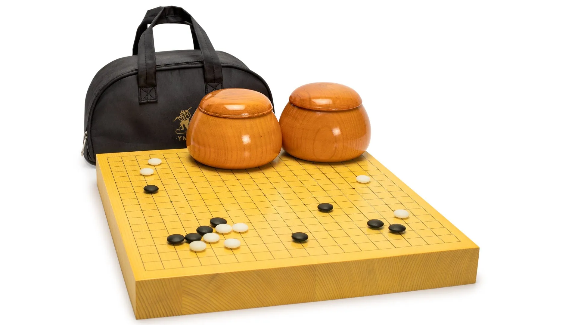 Shin Kaya 2" Reversible 19x19 / 13x13 Go Game Set Board with 9.2mm Double Convex Yunzi Stones and Jujube Bowls