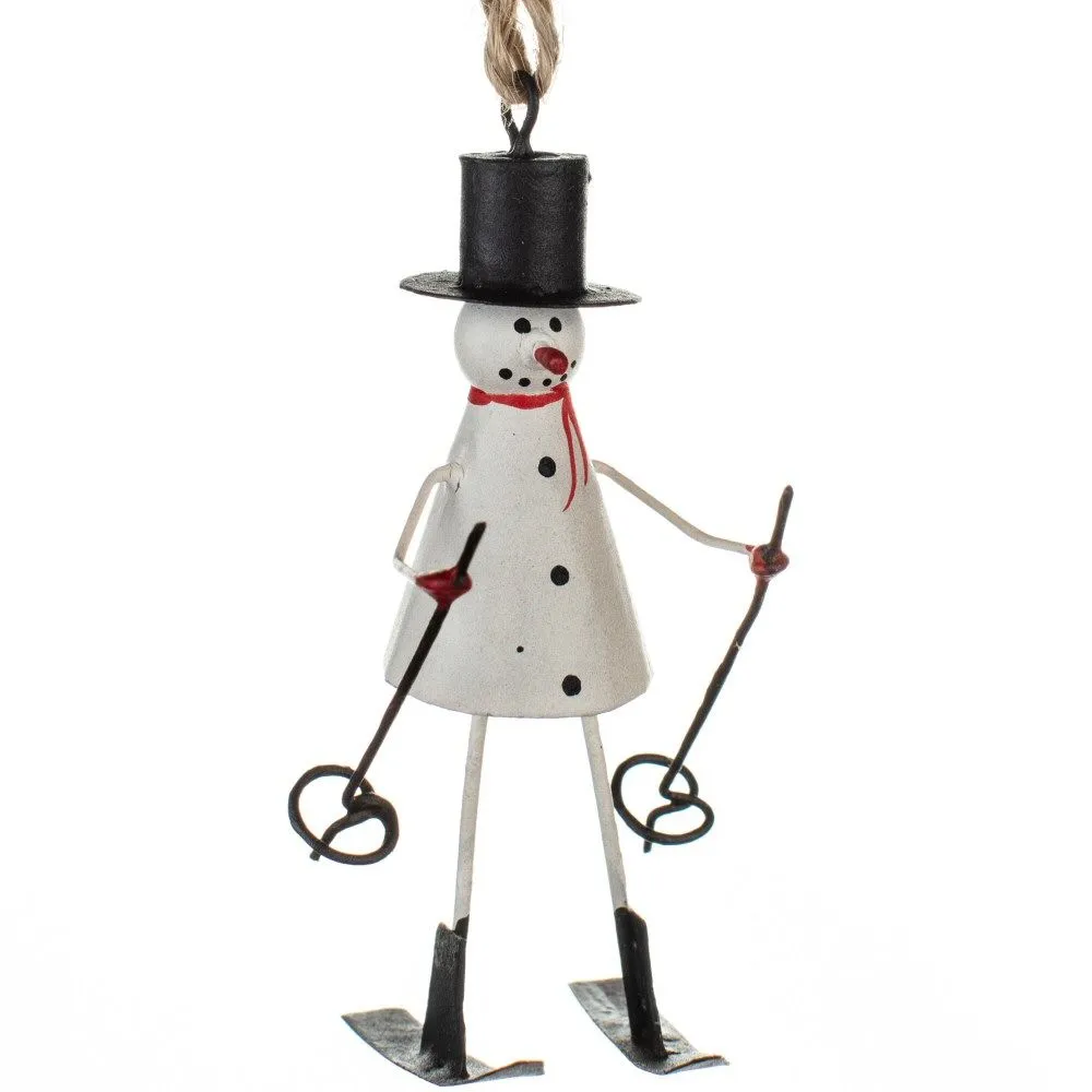 Shoeless Joe 7cm Mini Snowman on Skis Decoration