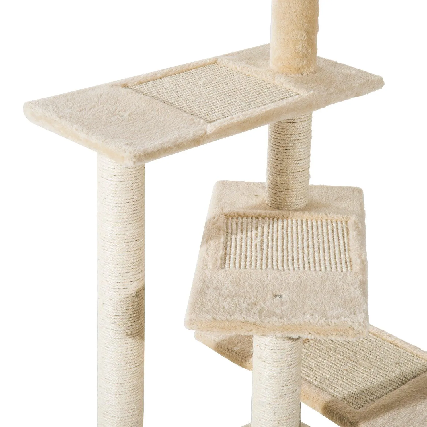 Sisal Cat Tree Scratching Post Climbing Tower, Beige