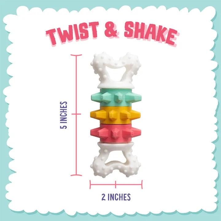 Snugarooz Twist & Shake Nylon Noisy Bone Dog Toy (6")