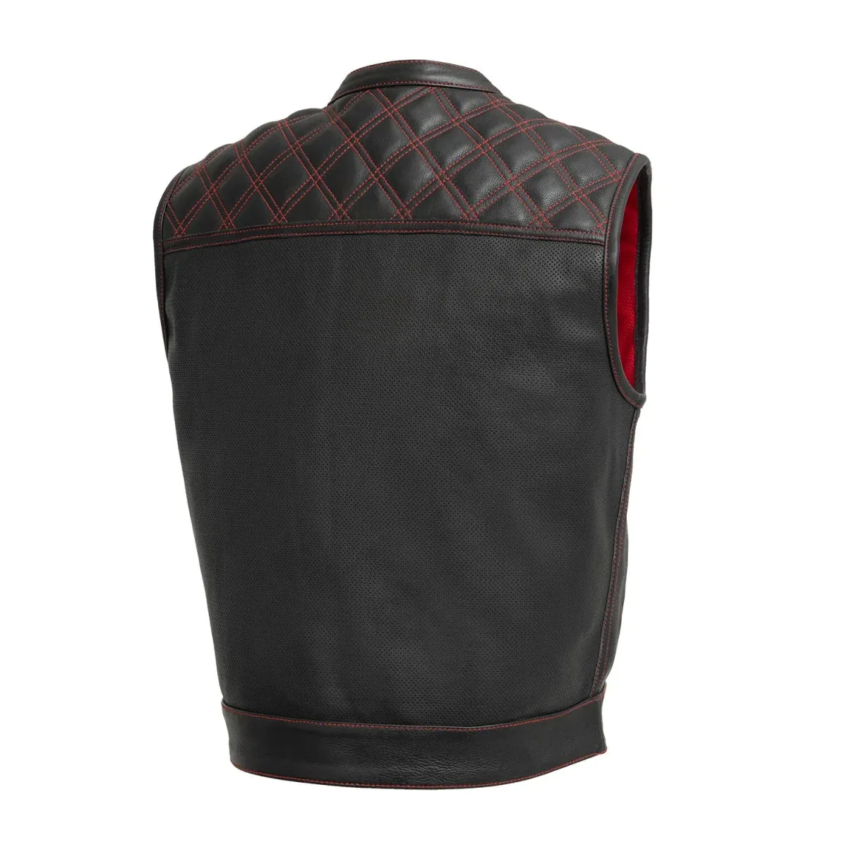 Upside Perforated Men's Club Style Leather Vest