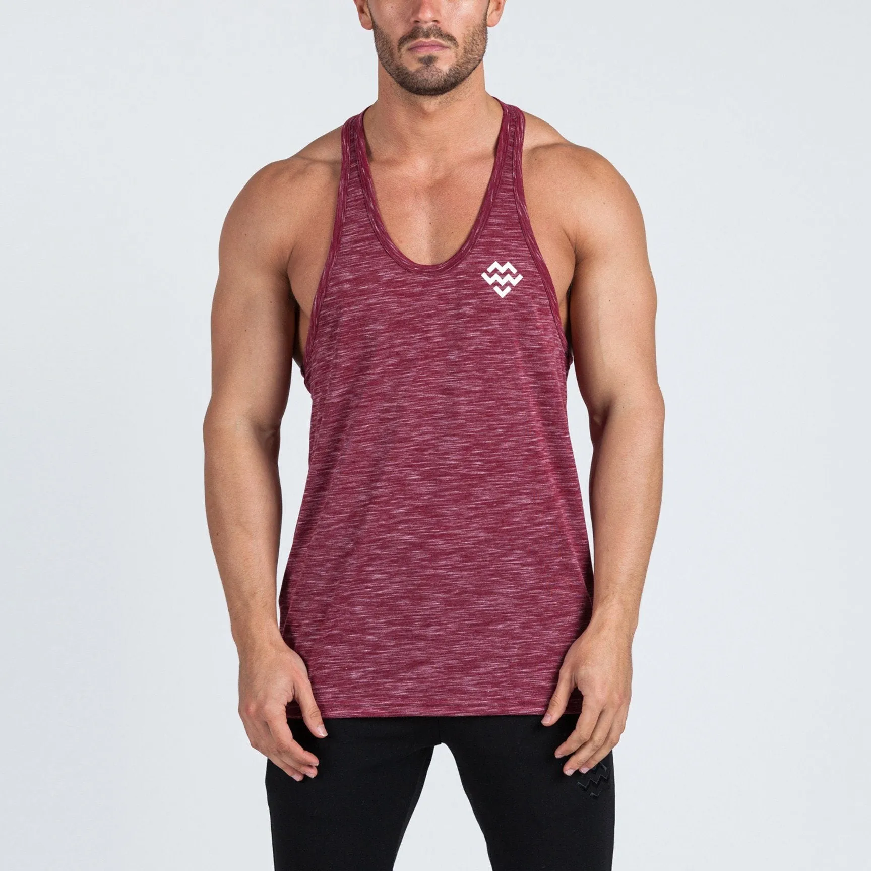 V2 Futura Small Logo Branded Stringer Vest (Burgundy/White Slub)