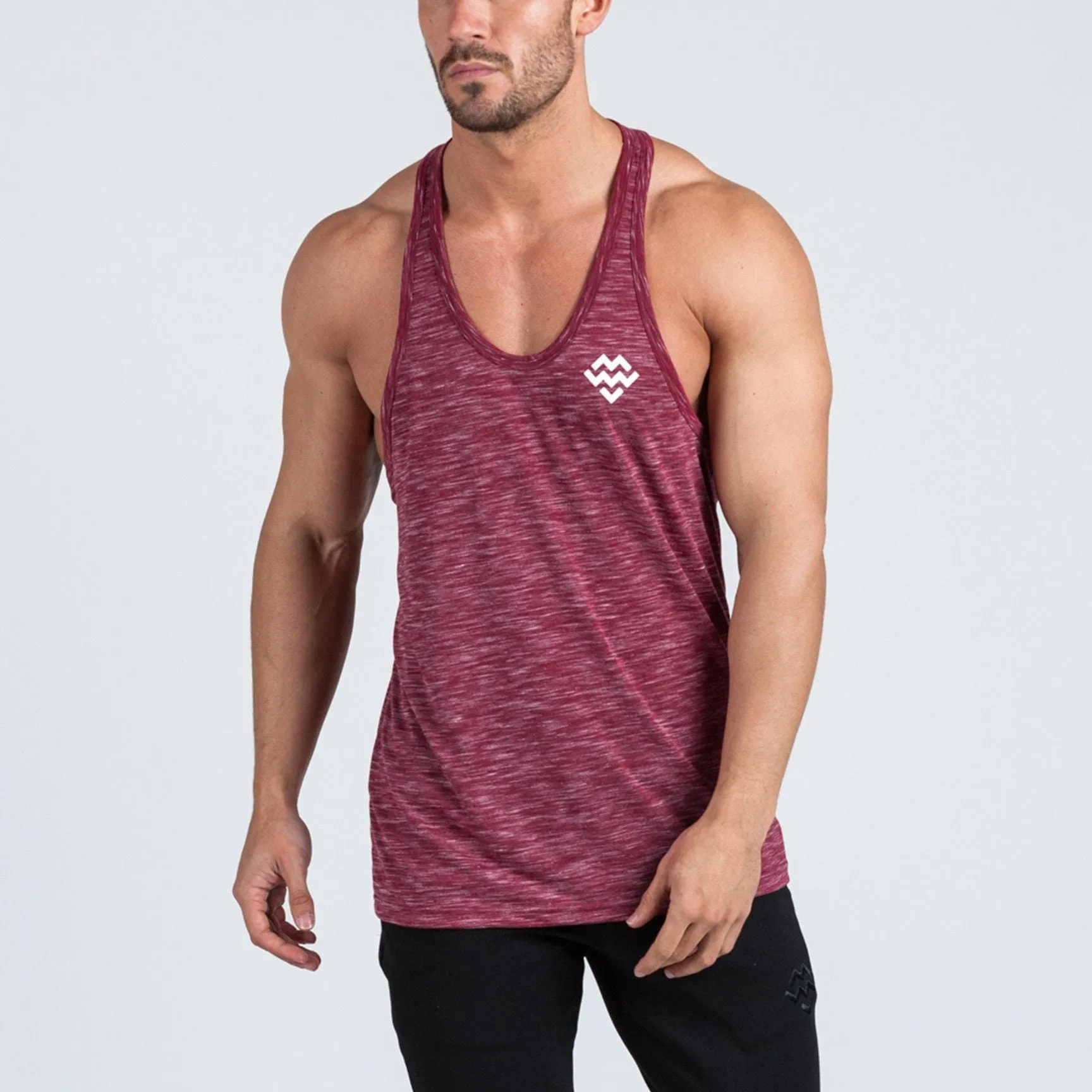 V2 Futura Small Logo Branded Stringer Vest (Burgundy/White Slub)